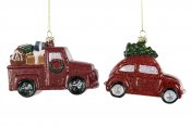 söta julgransdekorationer bilar med last